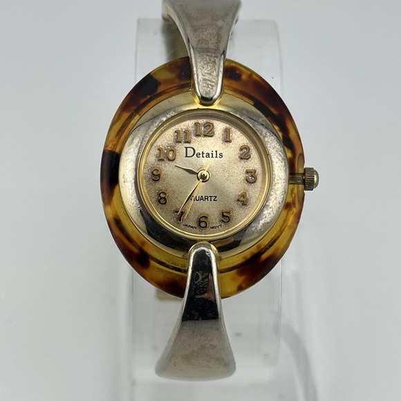 Details Watch Women 31mm Tortoise Shell Case Gold Bangle Band- New Battery - Picture 1 of 7